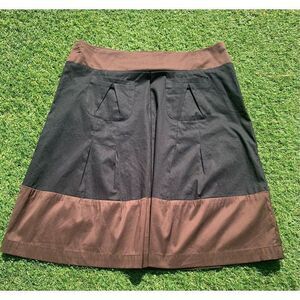 LEFT OF CENTER ANTHROPOLOGIE Brown black pocket pleated A-LINE SKIRT sz 4